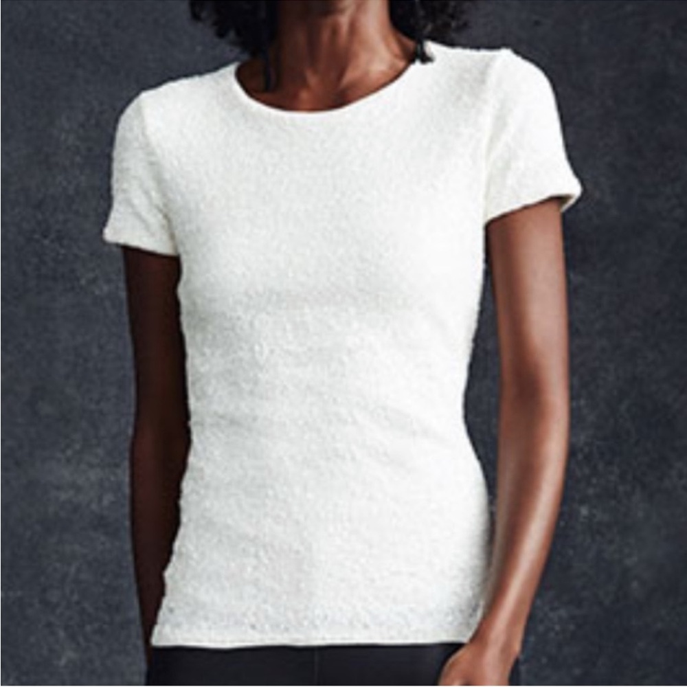 Bailey/44 Eddie Sequin Short Sleeve Shirt in White Size Medium